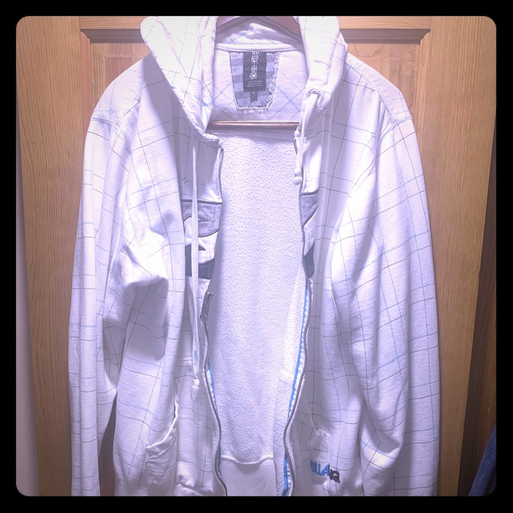 Vintage 90s Billabong White Grid Checker Zip Hoodie XL Surf Skater
